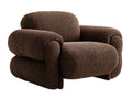 Fauteuil 90×88×82 cm - tissu bouclé marron foncé - dossier haut et accoudoirs arrondis style confortable pour salon