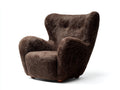 Fauteuil 90×88×82 cm - tissu effet fourrure brun foncé - dossier capitonné style rétro moderne pour salon