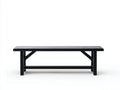 Banc 160×38×45 cm - bois noir avec renforts diagonaux - assise longue pour salle à manger