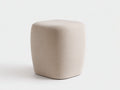 Tabouret cylindrique 38×38×43 cm - tissu bouclé beige clair et forme arrondie - style contemporain pour chambre à coucher