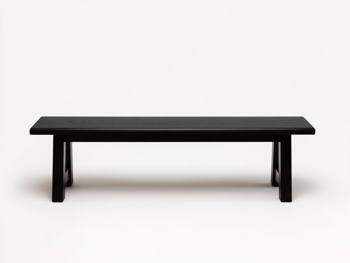 Banc 165×40×46 cm - bois noir à pieds droits - silhouette épurée pour salle à manger