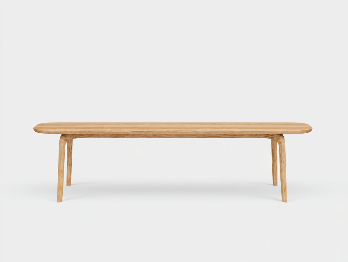 Banc en bois 180×42×46 cm - chêne naturel - assise allongée aux lignes arrondies