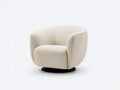 Fauteuil Salon 86x84x75 cm - tissu bouclé beige clair - socle pivotant noir style contemporain