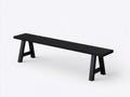 Banc en bois 185×38×45 cm - noir - structure inclinée au style contemporain