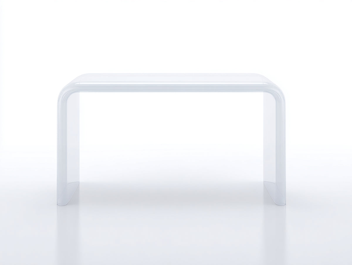 Console 125×42×77 cm - acrylique blanc brillant - table d'appoint moderne courbes douces pour chambre à coucher