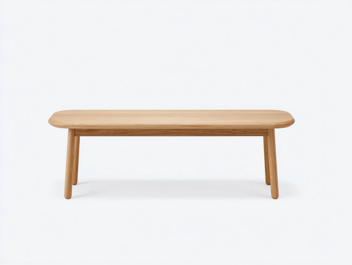 Banc en bois massif 140×40×45 cm - chêne naturel clair - assise rectangulaire style minimaliste pour salle à manger
