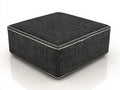 Tabouret bas 55×55×30 cm - tissu noir chiné et bordure blanche - repose-pieds carré pour chambre à coucher