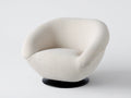 Fauteuil Salon 92x88x78 cm - tissu bouclé crème - base pivotante noire design organique