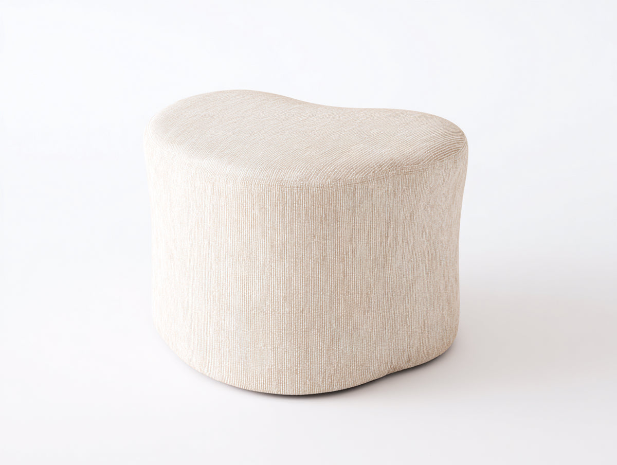 Tabouret 75×45×40 cm - tissu beige clair - assise ronde compacte et style contemporain pour chambre à coucher