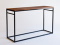 Console 140×40×80 cm - plateau bois noyer et structure métal noir - style industriel minimaliste pour chambre à coucher