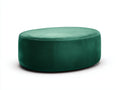 Tabouret ovale 85×70×40 cm - velours vert sapin - forme galet compacte pour chambre à coucher