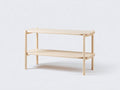 Console 120×35×78 cm - bois clair naturel - deux niveaux de rangement style scandinave pour chambre à coucher