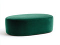 Tabouret ovale 110×62×38 cm - velours vert émeraude - assise allongée à base pleine pour chambre à coucher