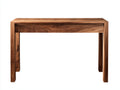 Console 120×38×82 cm - bois de noyer naturel - 1 tiroir discret et cadre épais pour chambre à coucher