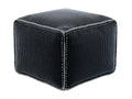 Tabouret cubique 45×45×45 cm - maille noire et passepoil blanc - assise d'appoint pour chambre à coucher