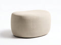 Tabouret 90×45×42 cm - tissu bouclé beige - assise rembourrée et forme arrondie pour chambre à coucher